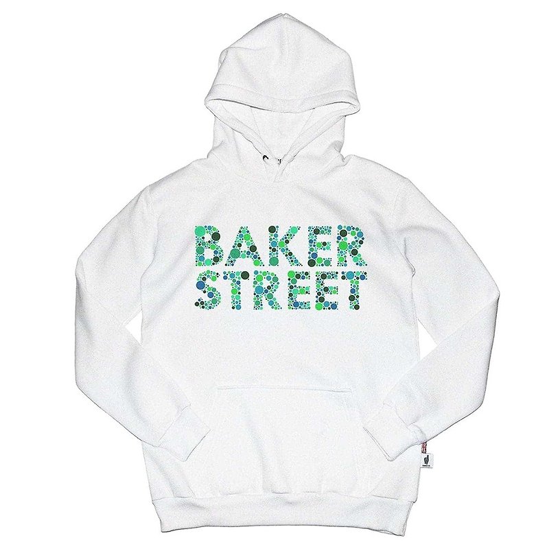 British Fashion Brand -Baker Street- Ishihara Fonts Printed Hoodie - Unisex Hoodies & T-Shirts - Cotton & Hemp White
