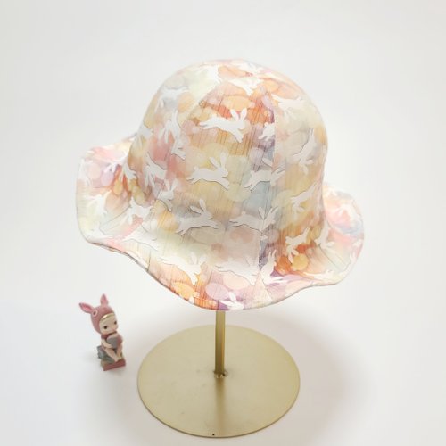 HiGh MaLi 【HiGh MaLi】小花朵帽-迷幻兔#小孩專用#遮陽#附鬆緊帶#中秋