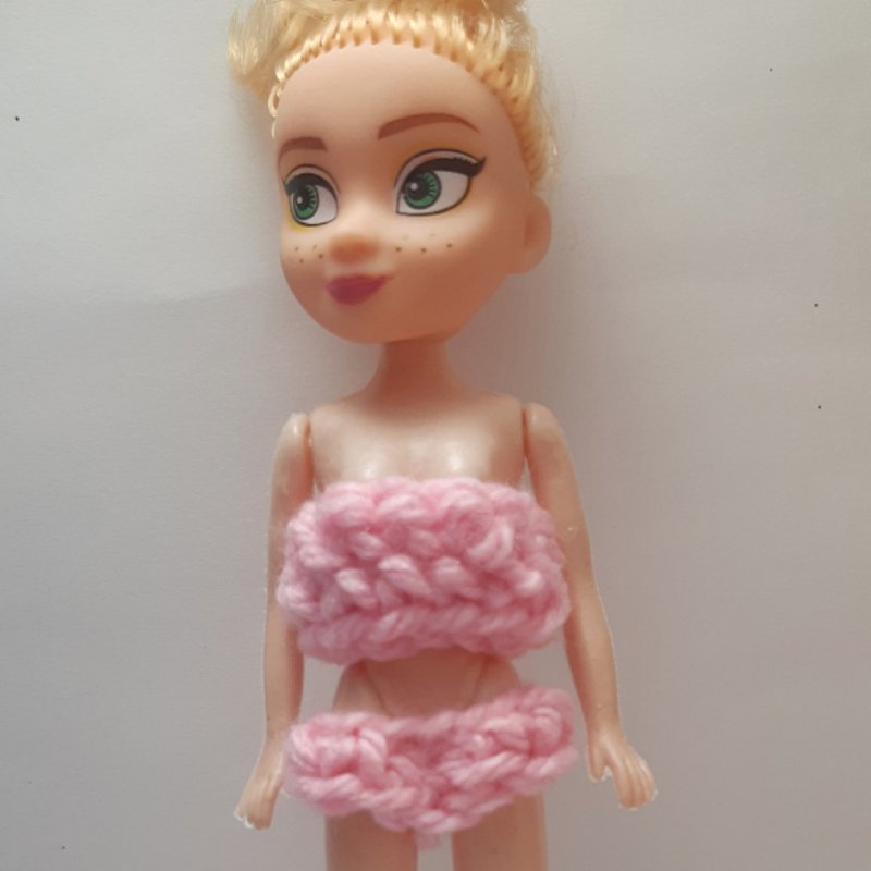 Pink Crochet Doll Costume, small, cute, suitable as a gift or collectible - 公仔/玩偶 - 其他材質 粉紅色