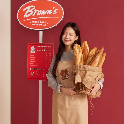 YVONNE COLLECTION以旺傢飾 LINE FRIENDS 熊大咖啡圍裙
