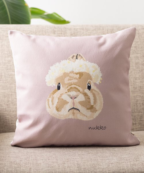 jubileedesign Nukko × Jubilee合作設計 亞麻布抱枕套 寵物圖案 兔子(小莓)