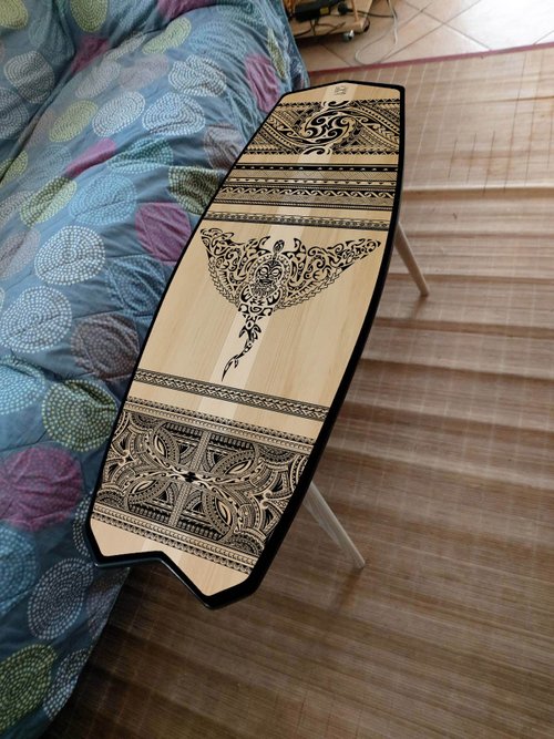 HANDYCOR Surfboard Table, Maori, Manta, Surfing gift, Bar Decor, Beach Decor