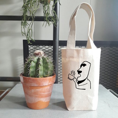 hipster 摩艾咖啡 Moai 帆布咖啡隨行杯手機錢包 飲料提袋 文青coffee禮物