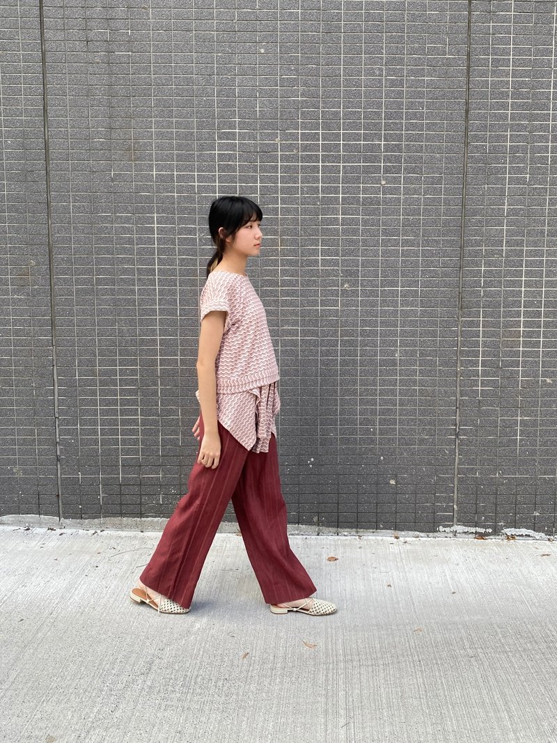 Textured straight-leg pants - Women's Pants - Cotton & Hemp Red