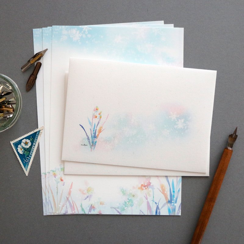 Daffodil and flower lover letter set - Envelopes & Letter Paper - Paper Blue