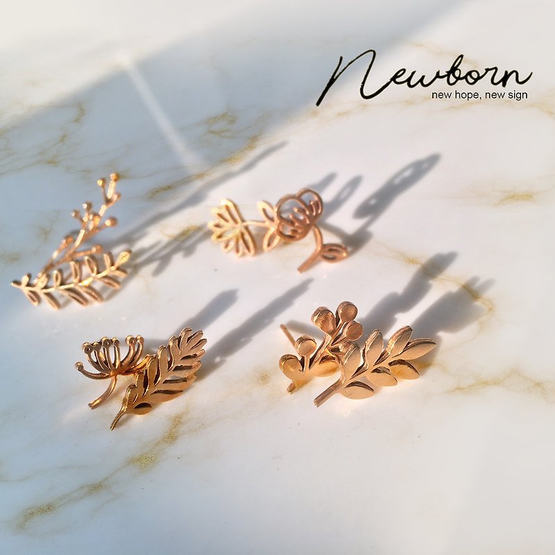 Newborn - One-of-a-kind Designer Stud Earrings (925 Silver with 18k Gold Plated) - Earrings & Clip-ons - Sterling Silver Gold