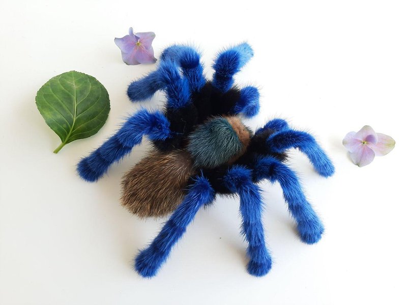 Realistic Blue Tarantula Spider Wall Mount Home Decor Insect Toy Plush Doll - 牆貼/牆身裝飾 - 真皮 