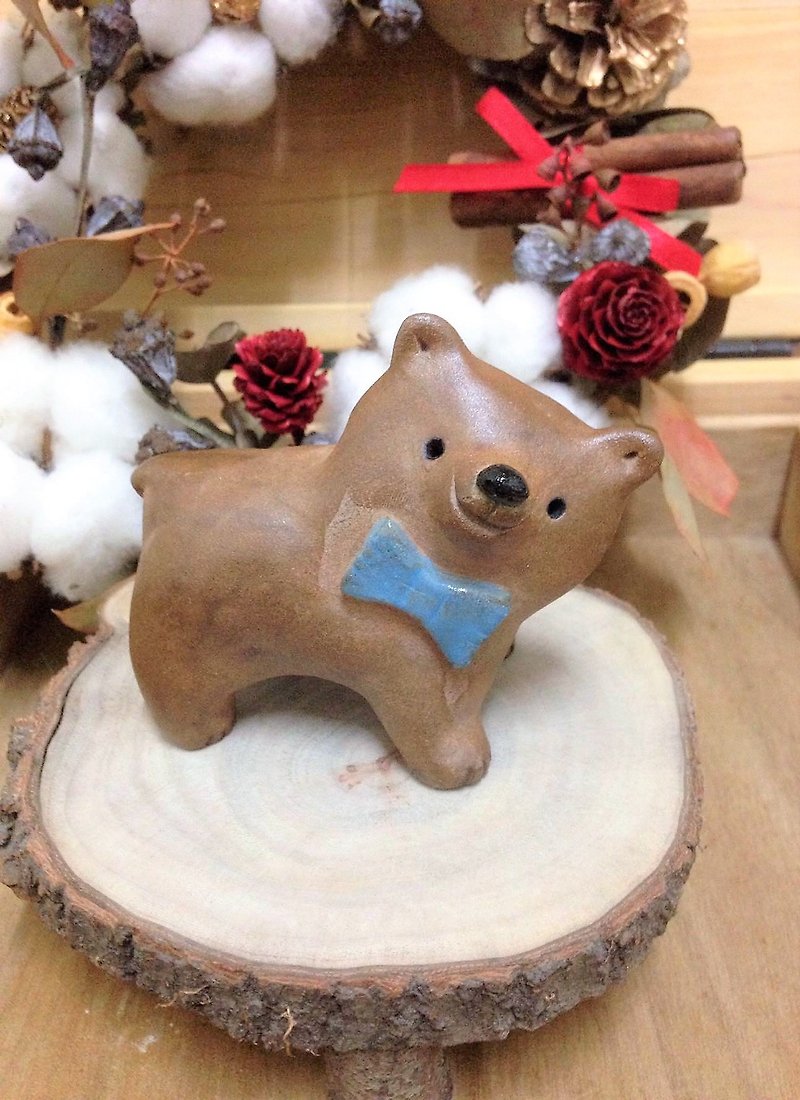 Go! Go! Wagging Tail Series-Baby Brown Bear - Items for Display - Pottery Multicolor
