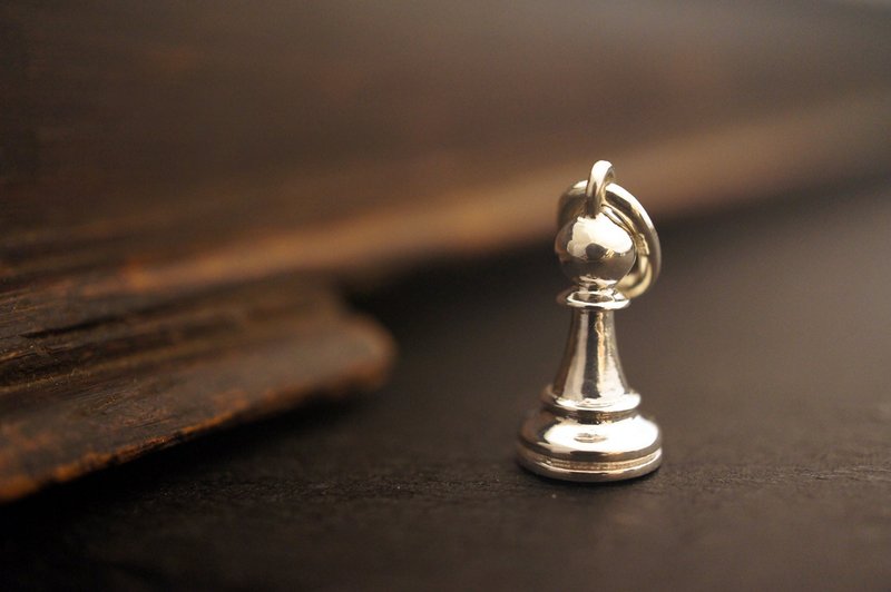 925 Sterling Silver Pawn Chess Pendant with 18 inches Silver chain - Necklaces - Sterling Silver Silver