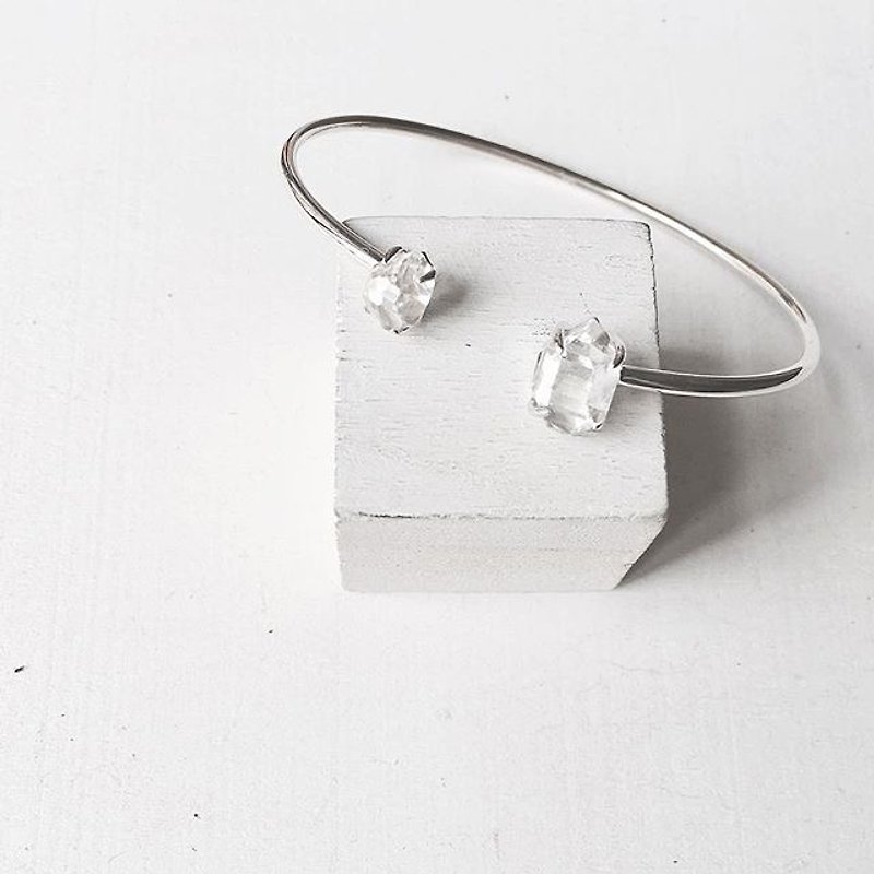 ▪ Herkimer Diamond Bouncy Bangle ▪ 925 Silver  ▪ - Bracelets - Other Metals White