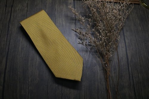 壞紳士 黃色細條紋百分百真絲領帶商務紳士necktie