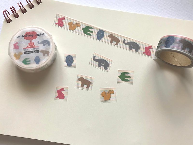 Animal color A masking tape - Washi Tape - Paper Multicolor