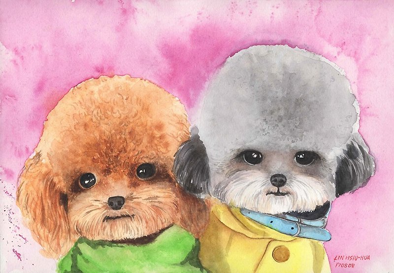 Two pets like painted - watercolor-16K - Other - Paper 