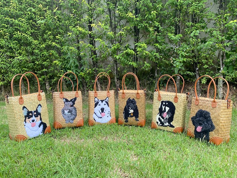 Krajood bag embroidered with animal images made to order. Hand Embroidery thread. You can send pictures to have them embroidered. Made to order. - 手提包/手提袋 - 繡線 