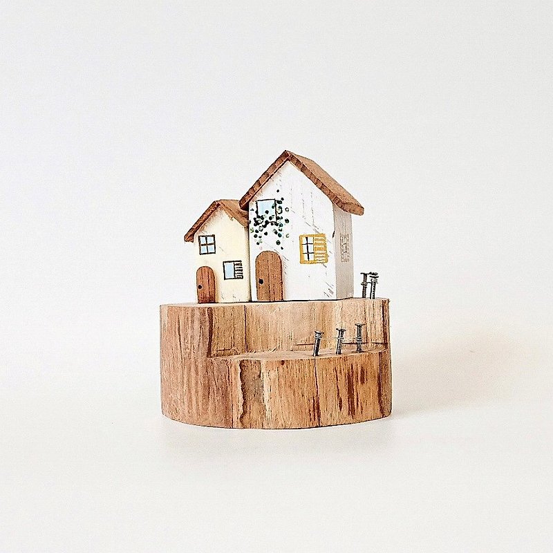 ミニ木の家セット - 置物 - 木製 