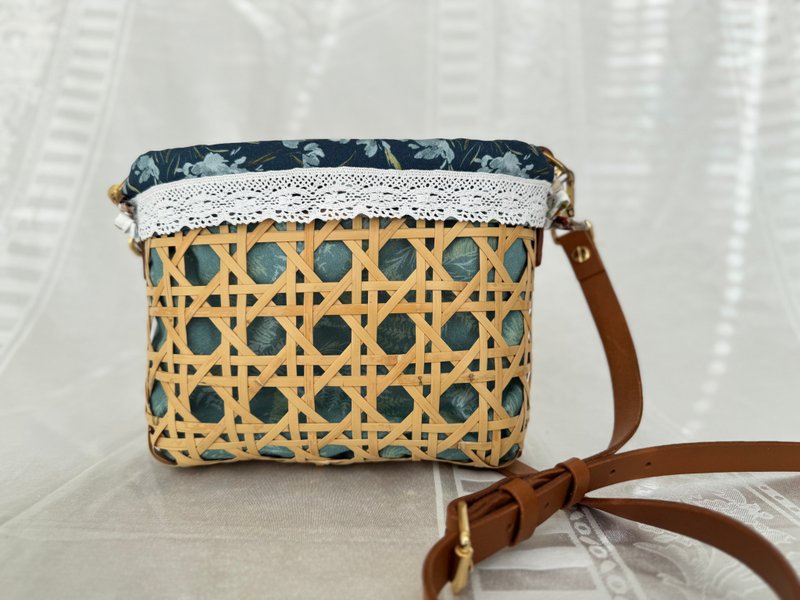 Octagonal Woven Bamboo Crossbody Bag - Messenger Bags & Sling Bags - Bamboo Blue