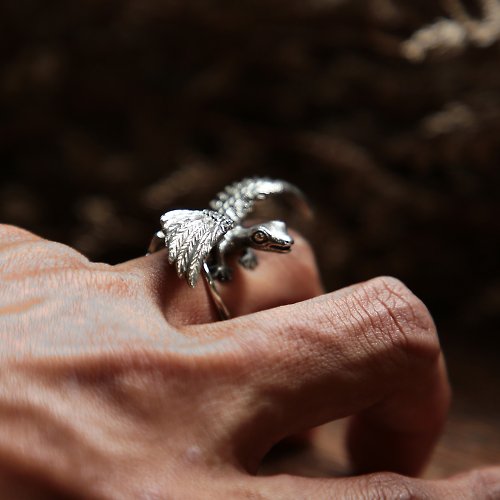 jacksclub 壁虎純銀戒指可愛動物女人禮物珠寶波西米亞風蜥蜴bugbear