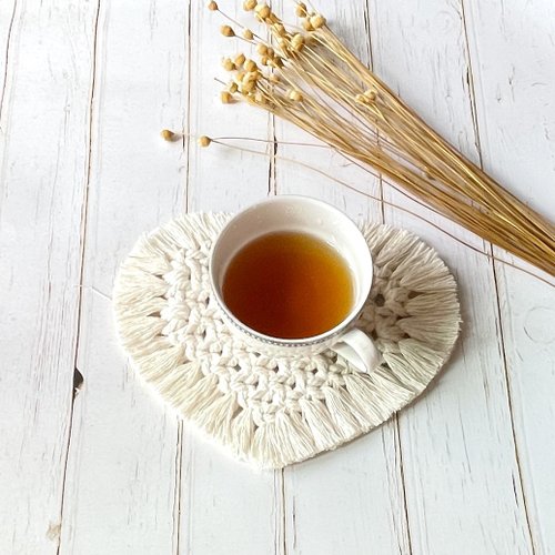CHRIS Art Studio Macrame 愛心編織杯墊【Macrame Heart Coasters】