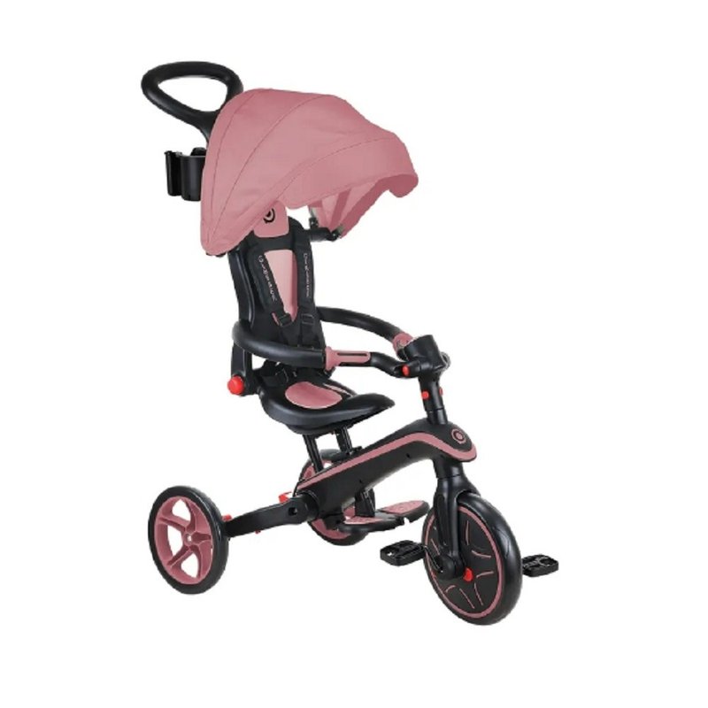 GLOBBER 4-in-1 Trike Multifunctional 3-Wheel Stroller Folding Version - Dry Rose Pink - รถเข็นเด็ก - วัสดุอื่นๆ สึชมพู