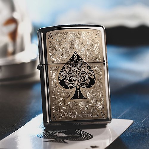 Zippo Lighter Ace Filigree Windproof Refillable Metal Construction Mad
