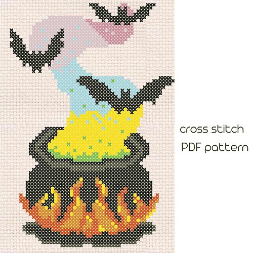 NaraXstitch patterns 十字繡圖案 Happy Halloween Sampler Cross Stitch Pattern PDF Bat cross stitch /109/