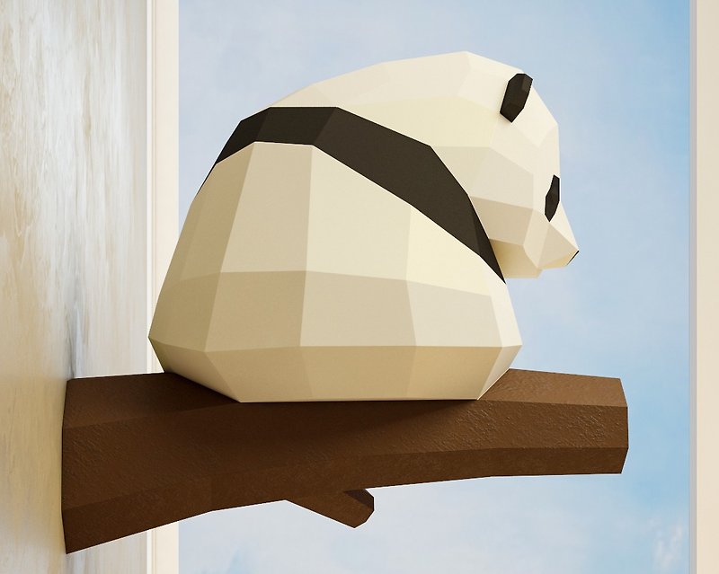 Papercraft Little Panda, DIY Paper craft, 3D template PDF kit (Digital template) - DIY 教學/工具書 - 其他材質 