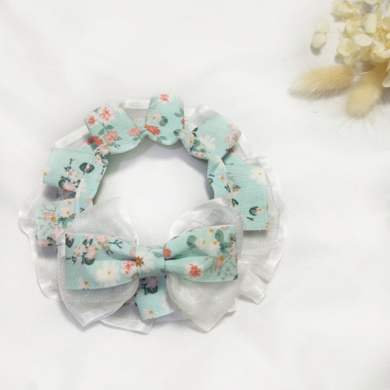 Mu Lan. Lace collar-Aqua blue丨Cat, rabbit and dog pet scarf collar collar - Collars & Leashes - Other Materials Blue