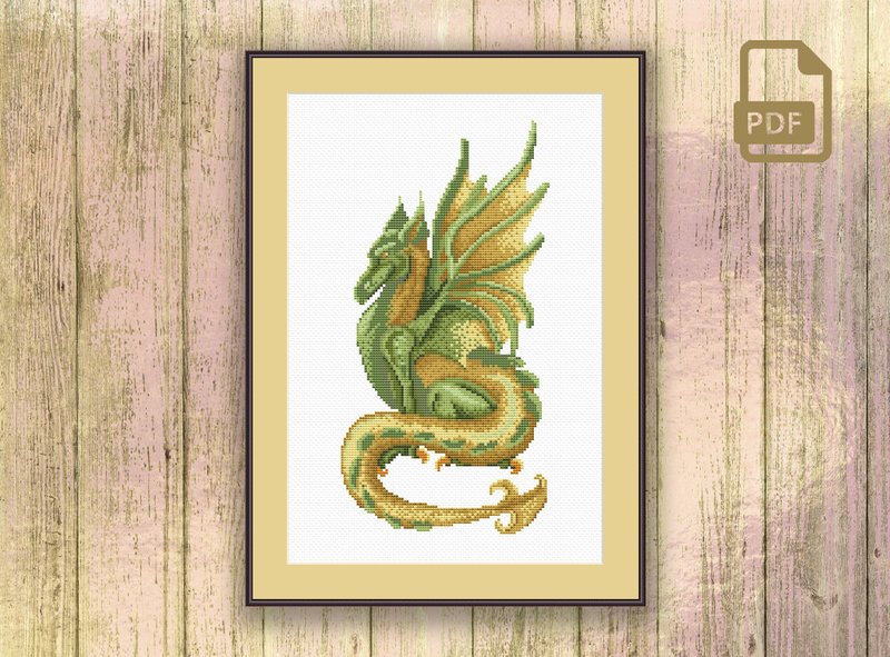 Swamp Dragon Cross Stitch Pattern #oth078 - 編織/刺繡/羊毛氈/縫紉 - 其他材質 