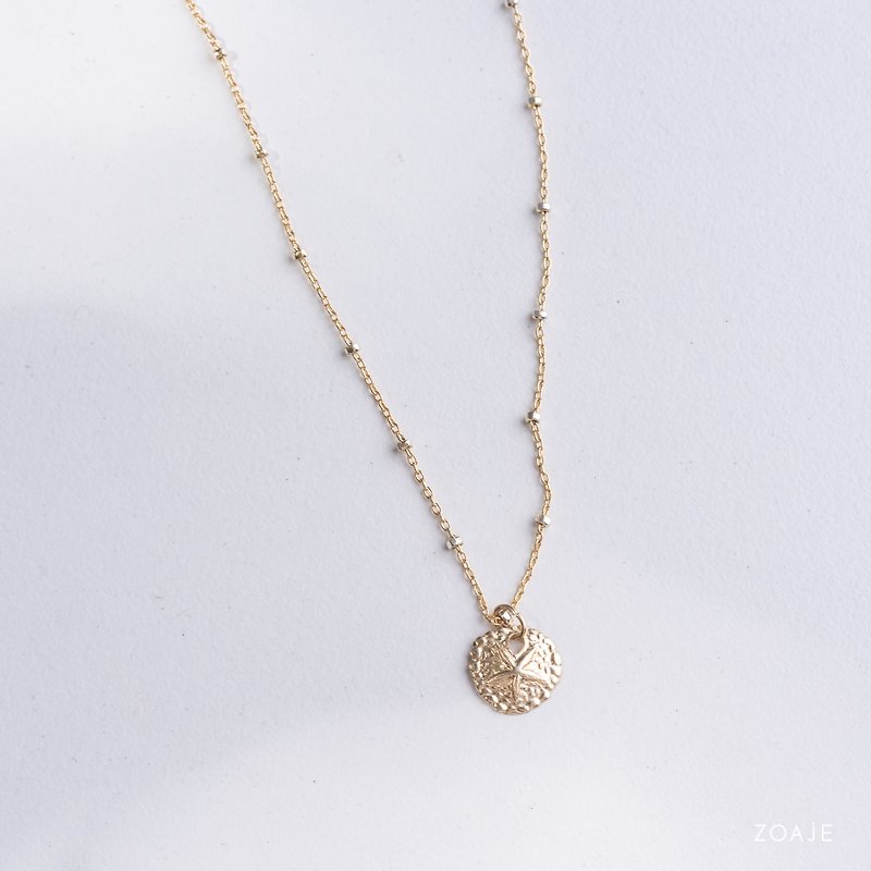 PERU necklace in 14k gold filled with Sand Dollar pendant and 925 Sterling silve - สร้อยคอ - เครื่องประดับ สีทอง