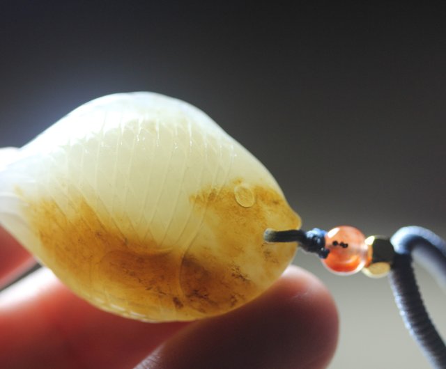 翡翠 魚彫刻 ペンダント 魚]天然賀天翡翠ネックレス、手彫りペンダント、絶妙で絶妙な