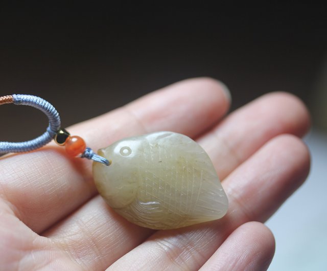 翡翠 魚彫刻 ペンダント 魚]天然賀天翡翠ネックレス、手彫りペンダント、絶妙で絶妙な