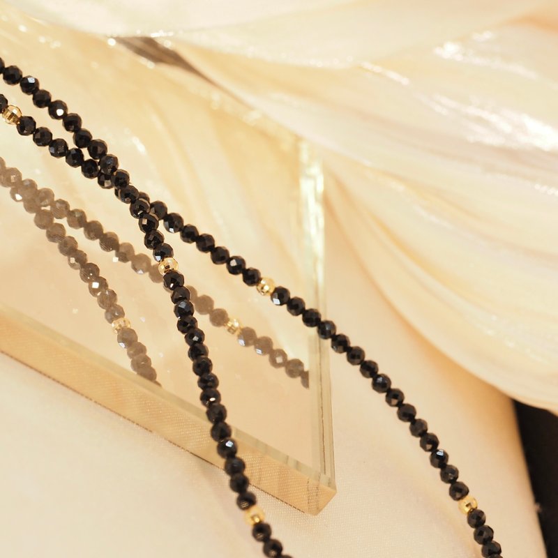 18K金黑色尖晶石項鏈 18K Gold Black Spinel Necklace - 項鍊 - 貴金屬 