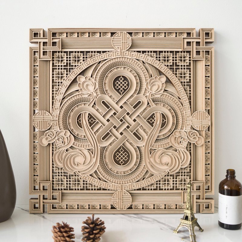 STEREOWOOD Peace Knot Multi-Layer Wall Art, Stereoscopic 3D Decor - โปสเตอร์ - ไม้ 