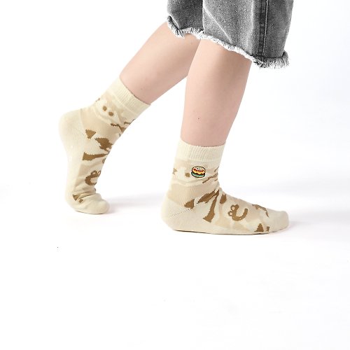 ChangeTone 【聯名系列 Crazygogo】登山筆記 /米(16-18,19-22)MIT設計兒童襪