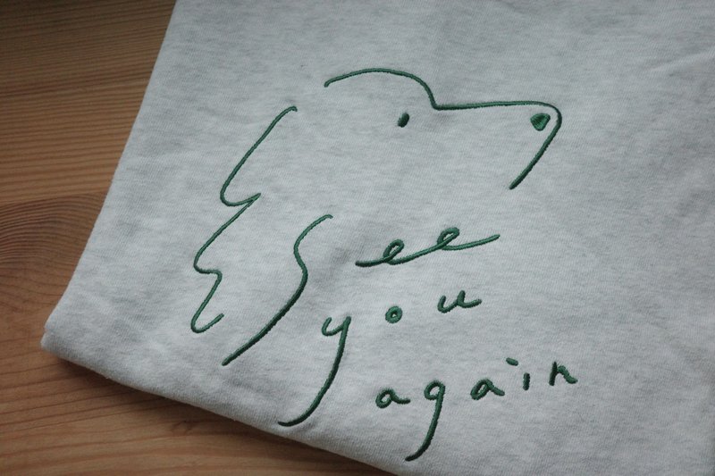 See you again 臘腸狗雙面刺繡大學T - 帽T/大學T - 棉．麻 灰色
