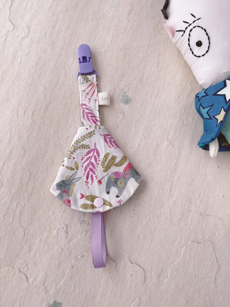 驢子好可愛     手工純棉奶嘴鏈+保護套組 - 圍兜/口水巾 - 棉．麻 多色