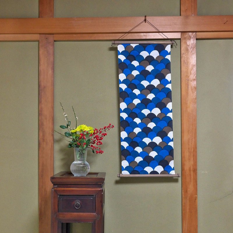 京都 手染布料 日本制造 手巾 手帕 时尚 和风图案 北欧风 母亲节 - 壁貼/牆壁裝飾 - 棉．麻 藍色