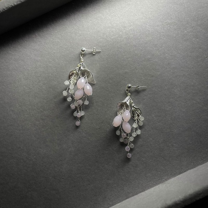 Patina - 水晶鍍銀 垂墜式耳環 新娘飾品 生日禮物 - 耳環/耳夾 - 其他材質 