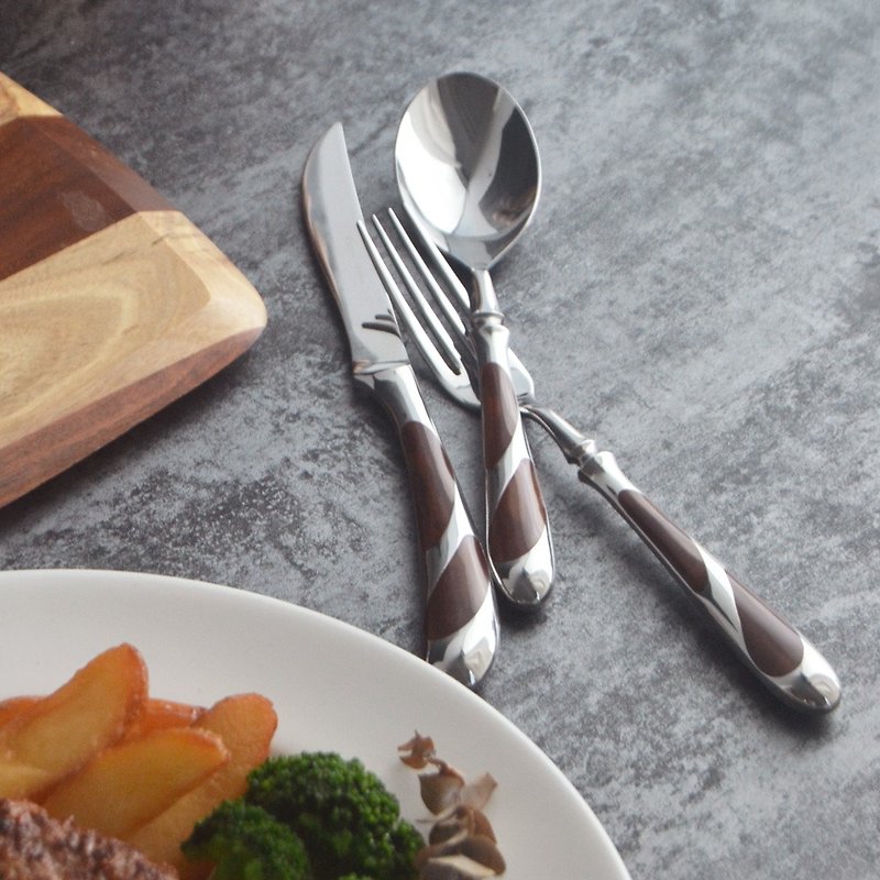 【日本製】SALUS 不鏽鋼天然鑲木餐具 - 餐具/刀叉湯匙 - 不鏽鋼 