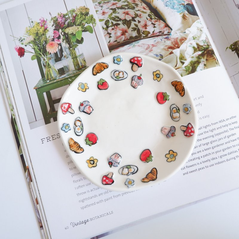 breakfast trinket | ceramic handmade saucer - ที่รองแก้ว - ดินเผา หลากหลายสี