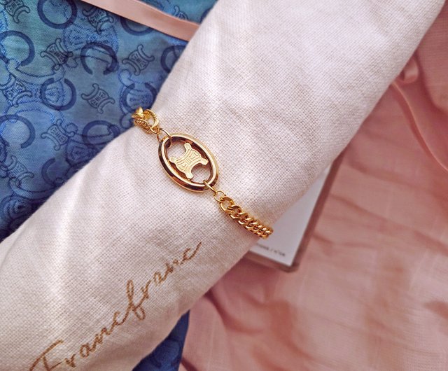 Authentic second-hand CELINE special asymmetric gold Arc de Triomphe chain  bag pendant bracelet necklace pendant - Shop and then i met you Bracelets -  Pinkoi