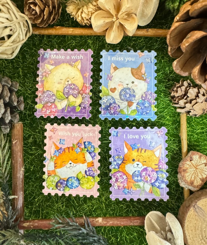 Mr.307 Hydrangea Stamp Waterproof Sticker Set - สติกเกอร์ - กระดาษ 