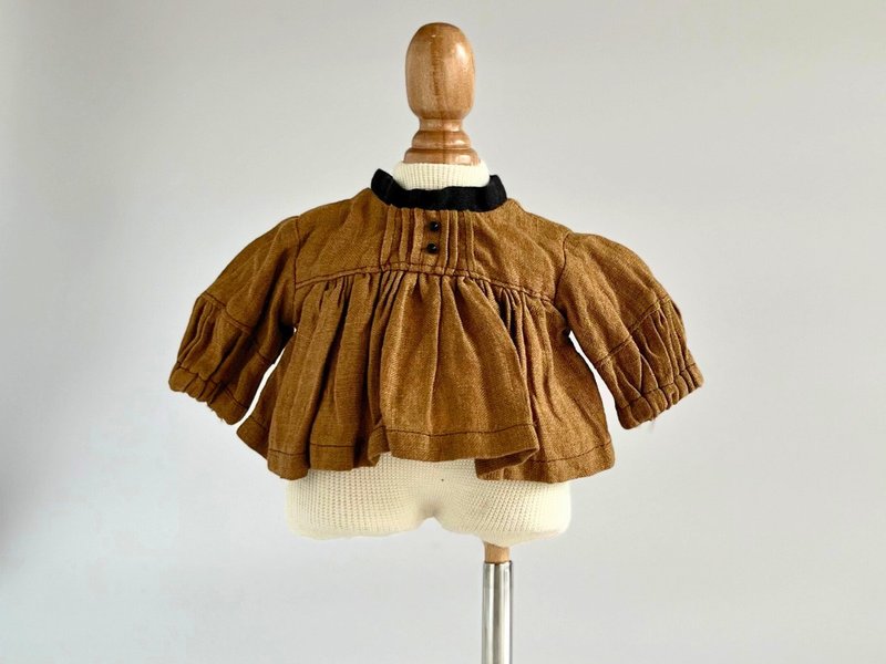 スタンド襟ブラウス　ブラウン　ぬいぐるみ服 - 寶寶/兒童玩具/玩偶 - 棉．麻 咖啡色