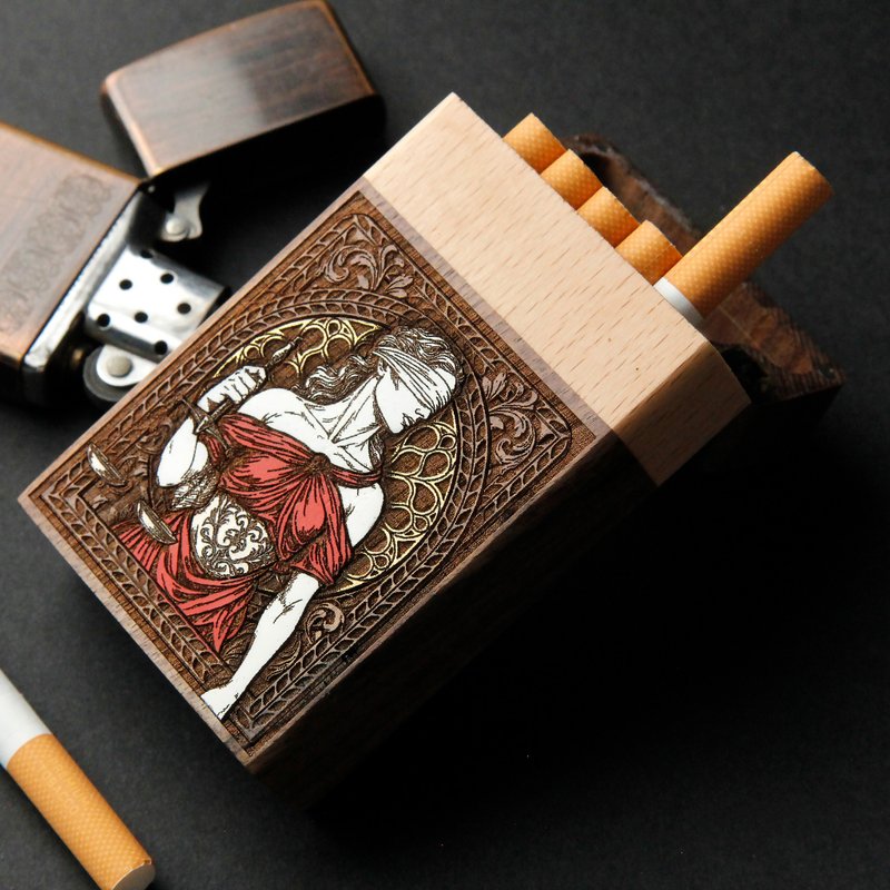 正義煙盒雷射雕刻+手繪 - 其他 - 木頭 咖啡色