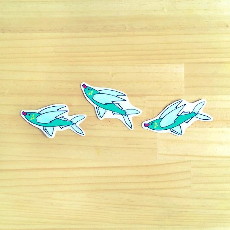 1212 design fun funny stickers waterproof stickers everywhere - Mr. Flying Fish - Stickers - Waterproof Material Green