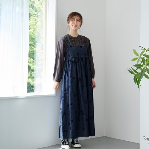 Moonstar House 星月屋 【預訂】印度製 吊帶牛仔刺繡長裙