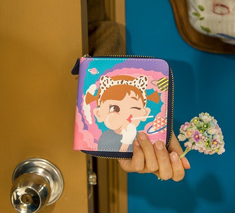 Bentoy x Lollipop-Box Bag/Zipper Short Clip/Wallet/Card Holder Wallet - กระเป๋าสตางค์ - หนังแท้ 