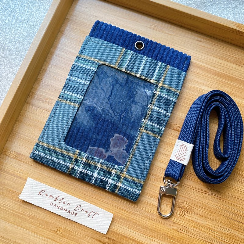 證件套 識別證卡套 悠遊卡套 掛頸卡套 Card Holder 綠色格紋款 - 證件套/識別證套 - 棉．麻 