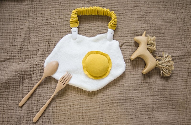 棉．麻 圍兜/口水巾 黃色 - my little star 蛋蛋的快樂 手作有機棉口水巾、安撫巾