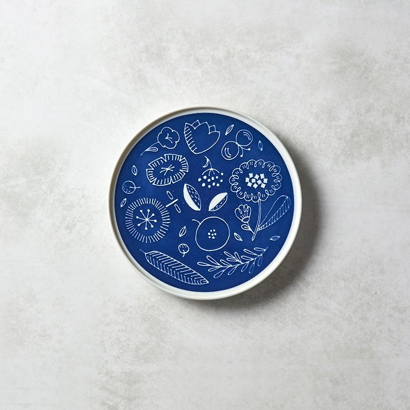 Ishimaru Hasamiyaki-Nordic Garden Platter (Small)-Azure Blue - Plates & Trays - Porcelain Blue